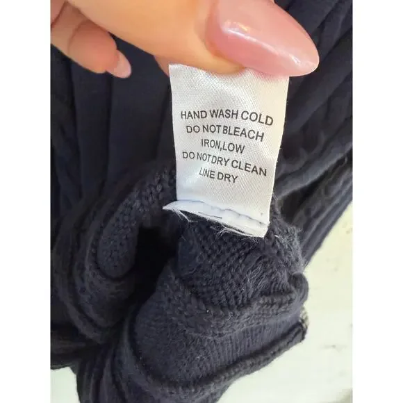 Alice Blue Navy Cable Knit Collared Sweater Juniors Size S Preppy Button Front - Picture 7 of 8